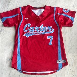 Mizuno Red and Blue Baseball Jersey